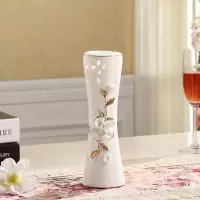 白色陶瓷花瓶摆件餐桌客厅现代简约插花器家居装饰品创意干花欧式 三维工匠 白玫瑰花瓶-小号