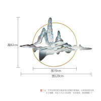 新中式铁艺山水壁挂背景墙玄关装饰挂件立体手工绘画壁饰创意软装 三维工匠 锦绣山河1.2米(组合款)