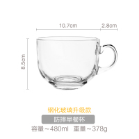 燕麦片早餐水杯子创意个性带盖勺牛奶马克ins家用大容量玻璃碗女 三维工匠 钢化玻璃杯+勺创意陶瓷