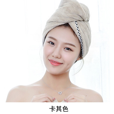 干发帽女吸水速干包头巾洗头擦头发毛巾浴室简约加厚浴帽快干发巾 三维工匠 茶色