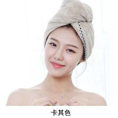 干发帽女吸水速干包头巾洗头擦头发毛巾浴室简约加厚浴帽快干发巾 三维工匠 卡其