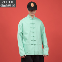 SUNTEK中国风国潮青年个性短款盘扣夹克外套民族风复古中式立领针织唐装夹克