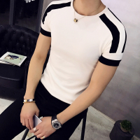 SUNTEK潮男时尚男装韩版修身圆领白色网红衣服半袖青年打底衫短袖t恤男T恤