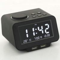 K8创意闹钟数字温度USB充电智能床头收音机电子小闹钟