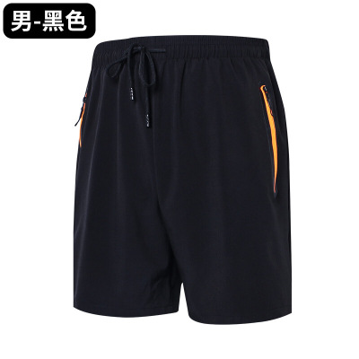 珂卡慕(KEKAMU)夏季户外运动男健身速干裤子黑色透气中裤运动跑步