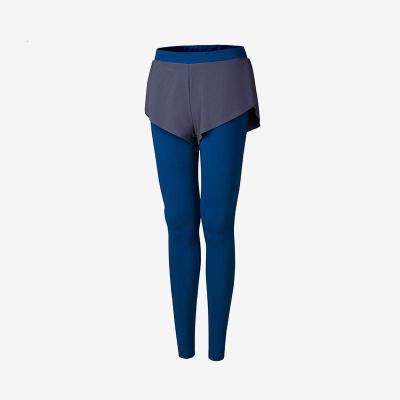 珂卡慕(KEKAMU)二合一女子运动裤健身训练瑜伽服女走光 碳素灰+松石蓝