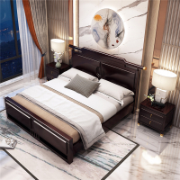 怡红院 床 新中式木质实木床1.8米双人床1.5米古典禅意高箱储物婚床