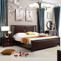 怡紅院 床 新中式实木床1.8米现代轻奢主卧双人简约1.5米高箱储物主卧双人床