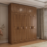 怡红院 衣柜 现代中式卧室实木衣柜2 3 4 5 6门大衣橱小户型0.85米收纳储物柜