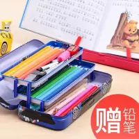 男孩文具盒男铅笔盒小学生1-3年级女孩多功能儿童幼儿园三层铁质汽车简约卡通自动变形金刚铁盒小公主