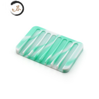 HAOYANGDAO创意硅胶肥皂盒架沥水学生宿舍卫生间个性可爱免打孔旅行香皂托盘 [迷彩方形]薄荷白