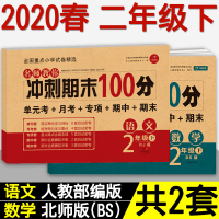 2020春冲刺期末100分二年级下册试卷测试卷语文人教版+数学北师大版全套 小学2年级课本同步练习册单元测评卷期中月考模