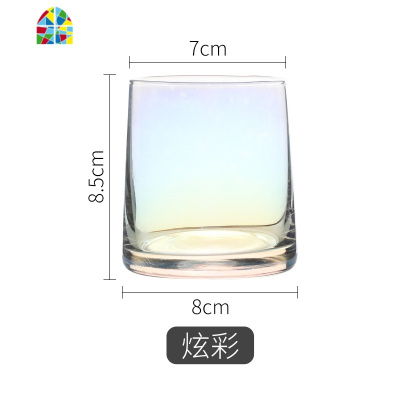 炫彩透明玻璃杯家用北欧简约果汁喝水杯威士忌酒杯洋酒杯子 FENGHOU