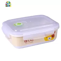 上班族带饭饭盒便当盒可爱少女心分格陶瓷碗带盖可加热微波炉专用 FENGHOU 狗狗(方盒+筷匙)