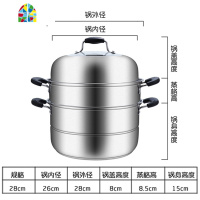 [冇牌好货]蒸锅304不锈钢三层蒸笼蒸煮多用锅电磁炉 FENGHOU SUS304蒸锅30cm[三层]