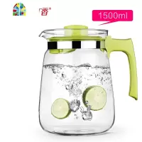 耐热玻璃冷水壶扎壶水壶防爆大号果汁壶凉水壶凉白开泡茶壶 FENGHOU 绿色(2L,买2送杯刷)
