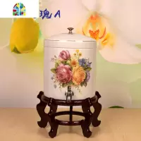 凉水壶陶瓷冷水壶小瓷水缸茶壶果汁壶带水龙头防爆可高温小号欧式 FENGHOU 8L青花牡丹+304不锈钢龙头