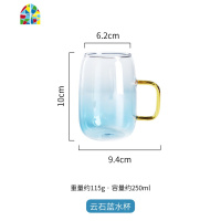冷水壶玻璃可高温家用大容量北欧凉水壶水杯水具套装带托盘云石蓝 FENGHOU 1壶6杯+绿铁盘大+杯架金+6勺