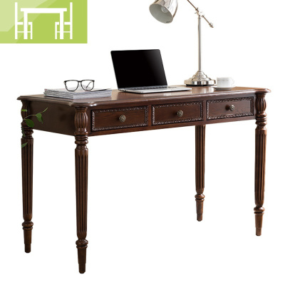 逸家伴侣美式实木书桌书架组合欧式书桌家用1米1.2米电脑桌子学生写字桌子