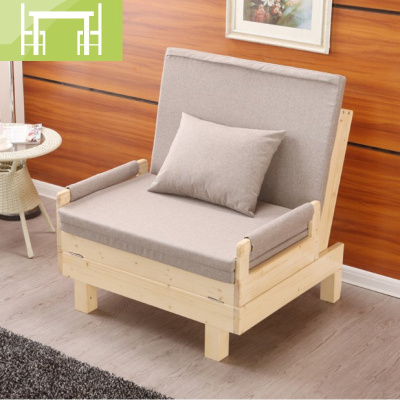 逸家伴侣多功能实木沙发床1米1.2米 1.5米1.8米折叠可拆洗沙发床