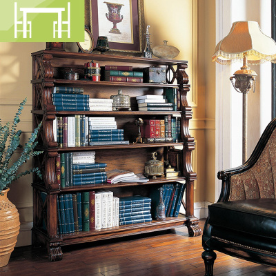 逸家伴侣美式实木书架 多层置物架 欧式书柜 大容量展示架 美式书柜