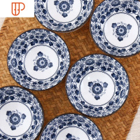 日式青花创意家用米饭碗陶瓷碗单个吃饭碗餐具碗碟套装碗盘小汤碗 国泰家和 TM-高尔夫*圆叶-10个装