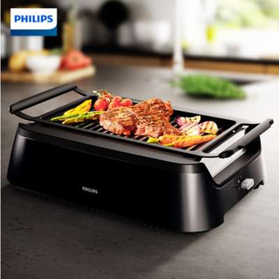 飞利浦(Philips)H 家用少烟电烤炉烧烤炉电烤盘烤肉铁板烧商用家用牛排机 烧烤机 石英管 机械式