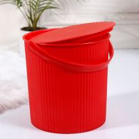 加厚带盖储物桶沐浴凳水桶钓鱼桶手提桶洗澡用收纳桶可坐桶家用桶|[加厚大号]坐高26厘米红色