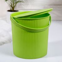 加厚带盖储物桶沐浴凳水桶钓鱼桶手提桶洗澡用收纳桶可坐桶家用桶|[加厚大号]坐高26厘米绿色