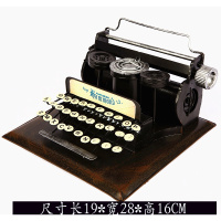 老式录音机复古老式缝纫机收音录音机电视机摄影机打字机电风扇模型道具摆件 粉红色打字机