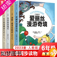 [正版]六年级下册阅读课外书必读爱丽丝梦游仙境 汤姆索亚历险记 尼尔斯骑鹅历险记 鲁滨孙漂流记4本图书快乐读书吧必读课外