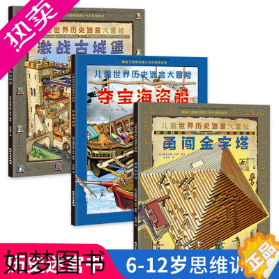 [正版]儿童世界历史迷宫大冒险《勇闯金字塔》《夺宝海盗船》《激战古城堡》3本套装6-12岁思维训练书美国国家地理杂志读物