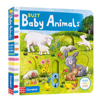 [正版图书]忙碌的小动物宝宝 英文原版 Busy Baby Animals 儿童早教启蒙机关操作活动纸板书 亲子互动游戏