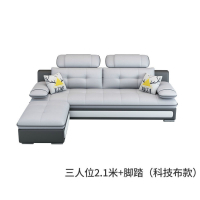 布艺沙发小户型家用三人位客厅组合整装简约现代家具科技布沙发
