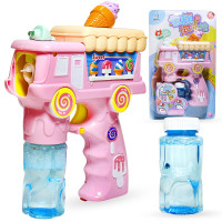 儿童泡泡机玩具泡泡电动吹泡泡机带音乐灯光 雪糕泡泡枪-颜色随机
