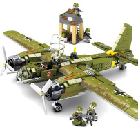 森宝101037军事系列德国容克88轰炸机钢铁帝国拼装积木玩具