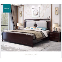 新中式实木床1.8米轻奢储物高箱木床简约软靠主卧双人床