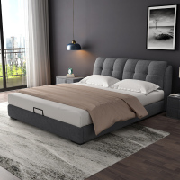 布艺床可拆洗现代简约双人床1.8米布床榻榻米实木床主卧婚床