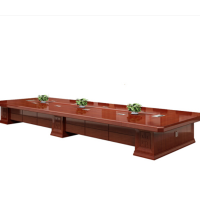 顶鸿DH-HY1025贴实木皮会议桌大型油漆会议桌洽谈桌多媒体条形板式会议台桌3.5米适用于24平房间