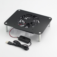 铝板单层1风扇（黑色）|路由器散热支架 光猫机顶盒 ax3pro散热器 底座usb风扇 静音B4