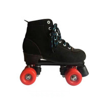 黑色+pvc红塑料轮 42|溜冰鞋旱冰鞋滑轮黑色带灯发亮闪光轮双排四轮滑鞋儿童成人男女款
