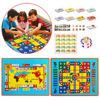 双面地毯(120*90)配游戏道具 配彩色骰子|超大防水家庭飞行棋地毯游戏棋儿童益智玩具X8