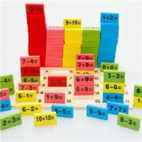 100片数字幼教多米诺 实木积木|儿童100片实木双面唐诗数字多米诺骨牌积木早教认识字益智力幼教X1