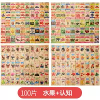 多米诺100粒双面大彩盒装-水果认知|木制积木早教幼教数字汉字多米诺骨牌儿童益智玩具周岁宝宝识字