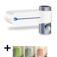 壁挂紫外线杀菌消毒牙刷架创意牙刷消毒器自动挤牙膏器电动牙刷架|机器+杯子(粉+蓝+绿)