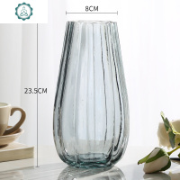 欧式创意大号玻璃花瓶透明水培富贵竹百合竖条花瓶客厅插花摆件 封后 米兰款(透明色) 大