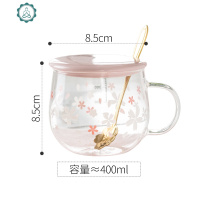 简约 日式一人饮花茶马克玻璃杯子ins风学生森系透明圆形大肚水杯 封后马克杯