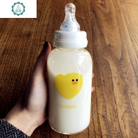 韩国创意可爱玻璃杯女奶嘴吸管水杯成人便携防漏奶瓶儿童学生杯子 封后 荷包蛋杯子+杯套+布袋+杯刷