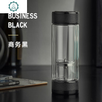 瑞士茶水分离双层玻璃水杯便携男士过滤杯子一键泡茶茶杯 封后 沉着灰[礼盒装]