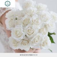 手感保湿仿真玫瑰花束装饰花干花客厅餐桌摆件装饰摆设仿真花假花 封后 绽放10支装白色仿真植物